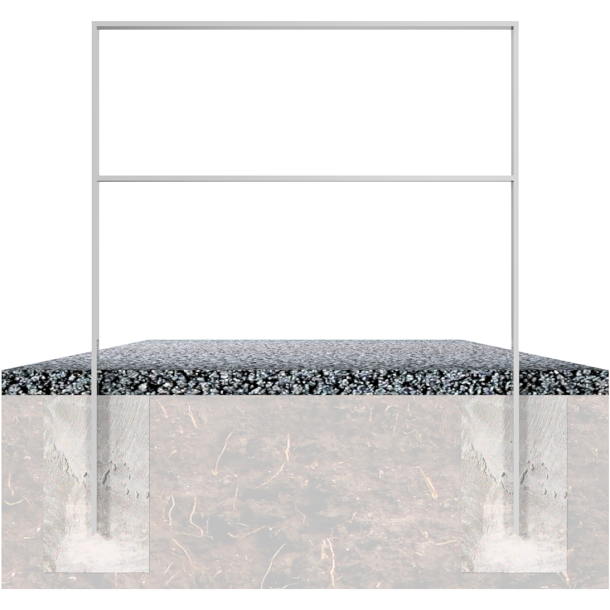 Lean-on hoop of flat bar steel | 50 x 12 mm | with cross bar | total width: 750 mm | hot-dip galvanized and coated DB 703